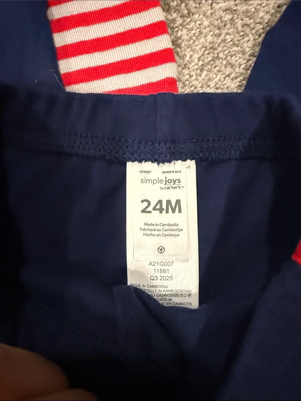 Carters Baby 3-Piece Red & Navy Bodysuit and Shorts Set